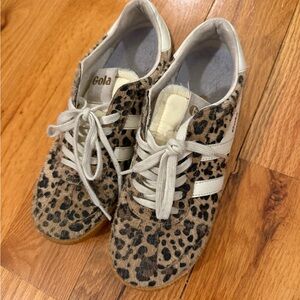 Gola Leopard Pattern Sneakers with Cream Stripes